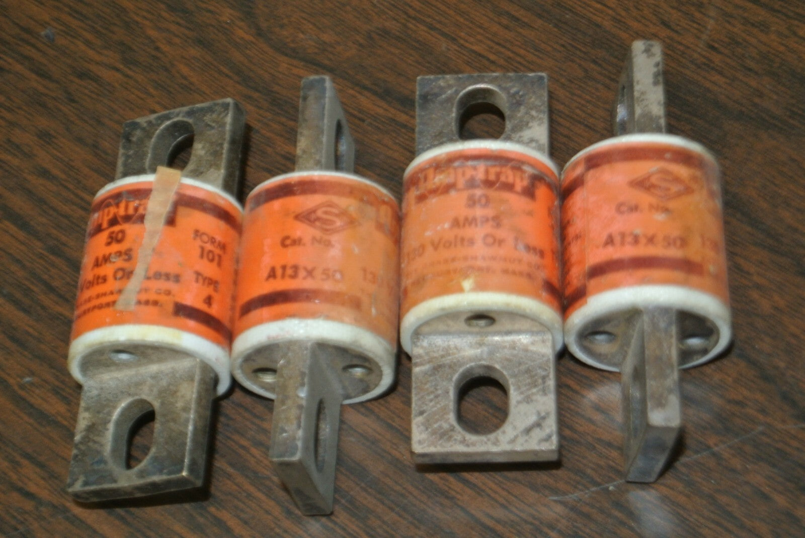 LOT of 4 / SHAWMUT A13X50 AMP-TRAP® BOLT-ON SEMICONDUCTOR FUSE / 50A / 130V0