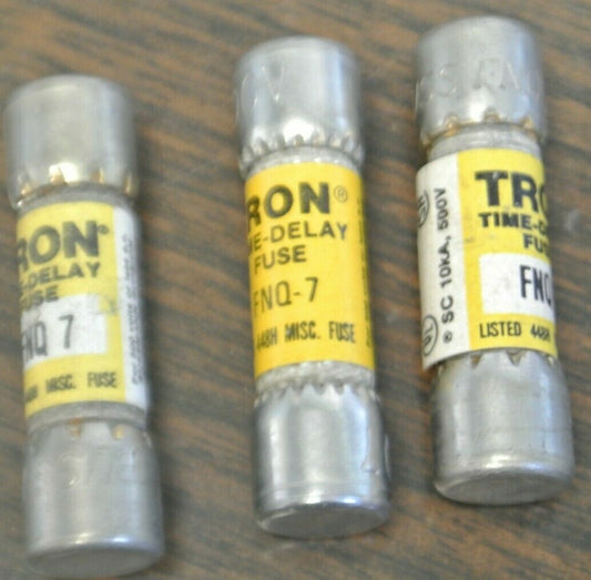 LOT of 3 / BUSS FNQ7 TIME-DELAY FUSE 7A / 500V / NEW SURPLUS0