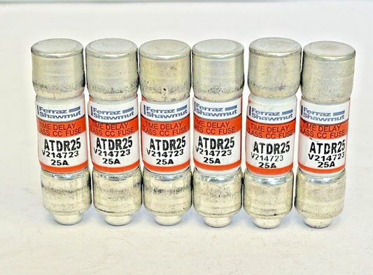 FERRAZ SHAWMUT *LOT OF 6* - ATDR25- 225 AMP, 600 VAC, TIME-DELAY, CLASS CC FUSES0