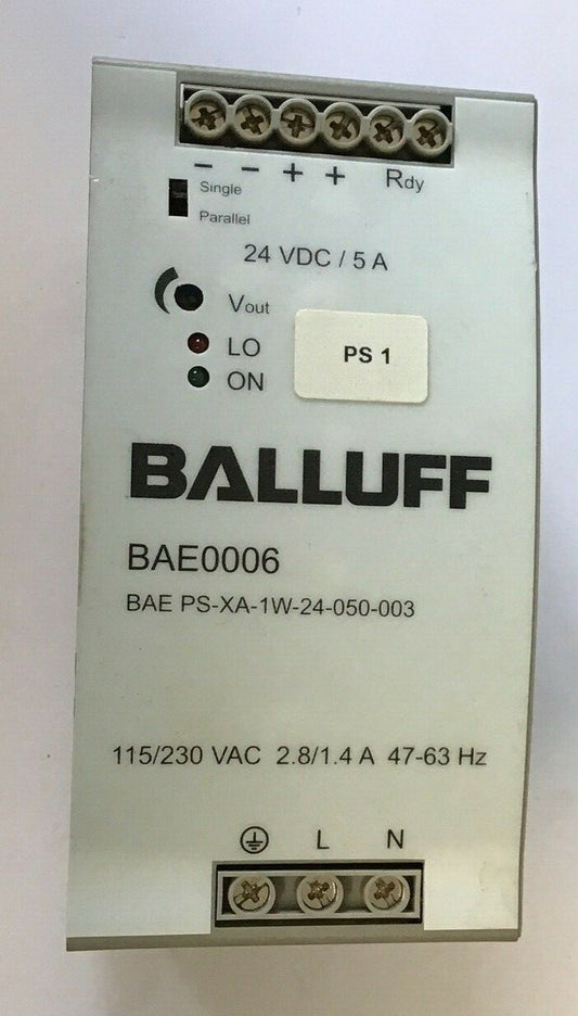 BALLUFF BAE PS-XA-1W-24-050-003 POWER SUPPLY 115/230VAC 47-63HZ 2.8/1.4A 24VDC 0