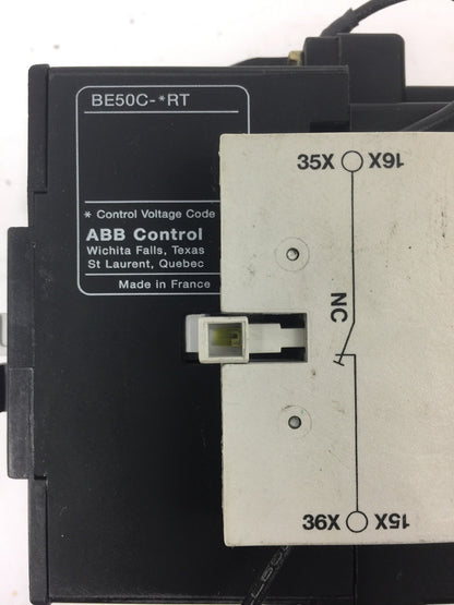 ABB BE50 CONTACTOR 600V 65A 3 POLE COIL 24VDC WITH CA L7 & CD L7 AUXILIARY CONTA5
