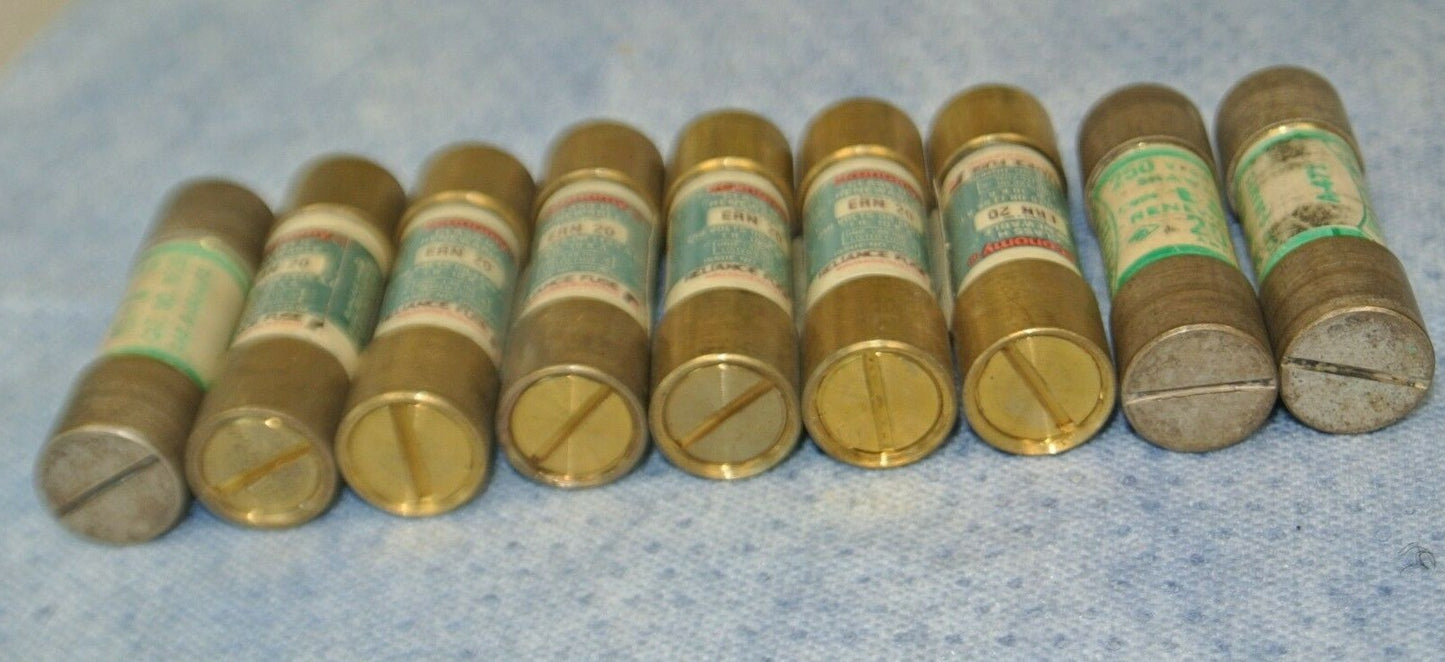 LOT of 9 / ECONOMY ERN20 & SHAWMUT RF20 RENEWABLE FUSES 30A / 250V NEW SURPLUS 0