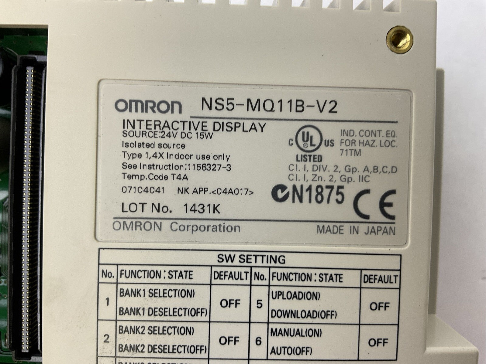 OMRON NS5-MQ11B-V2 INTERACTIVE DISPLAY 24VDC 15W4