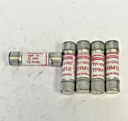 FERRAZ SHAWMUT *LOT OF 5* - TRM12 - 12 AMP, 250 VAC, TIME-DELAY, TRI-ONIC FUSES3