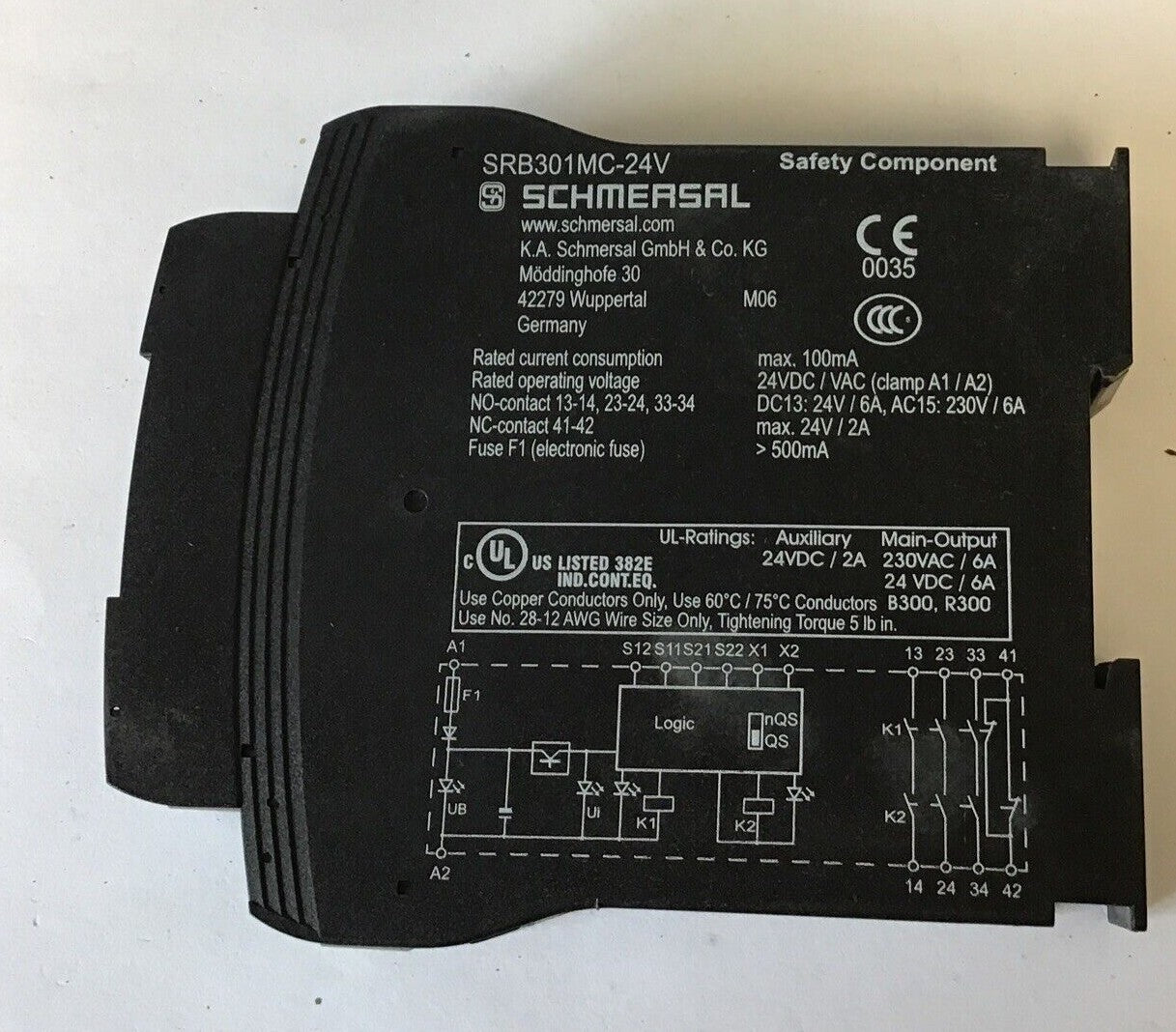 SCHMERSAL SRB301MC-24V SAFETY RELAY 24VDC/VAC MISSING FRONT COVER4
