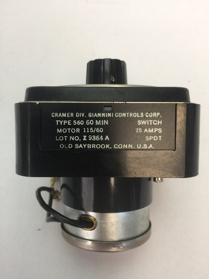 CRAMER 560AN100-A0008A CYCLING TIMER RATING 115/60 TIME RANGE 60 MIN 25 AMPS 3