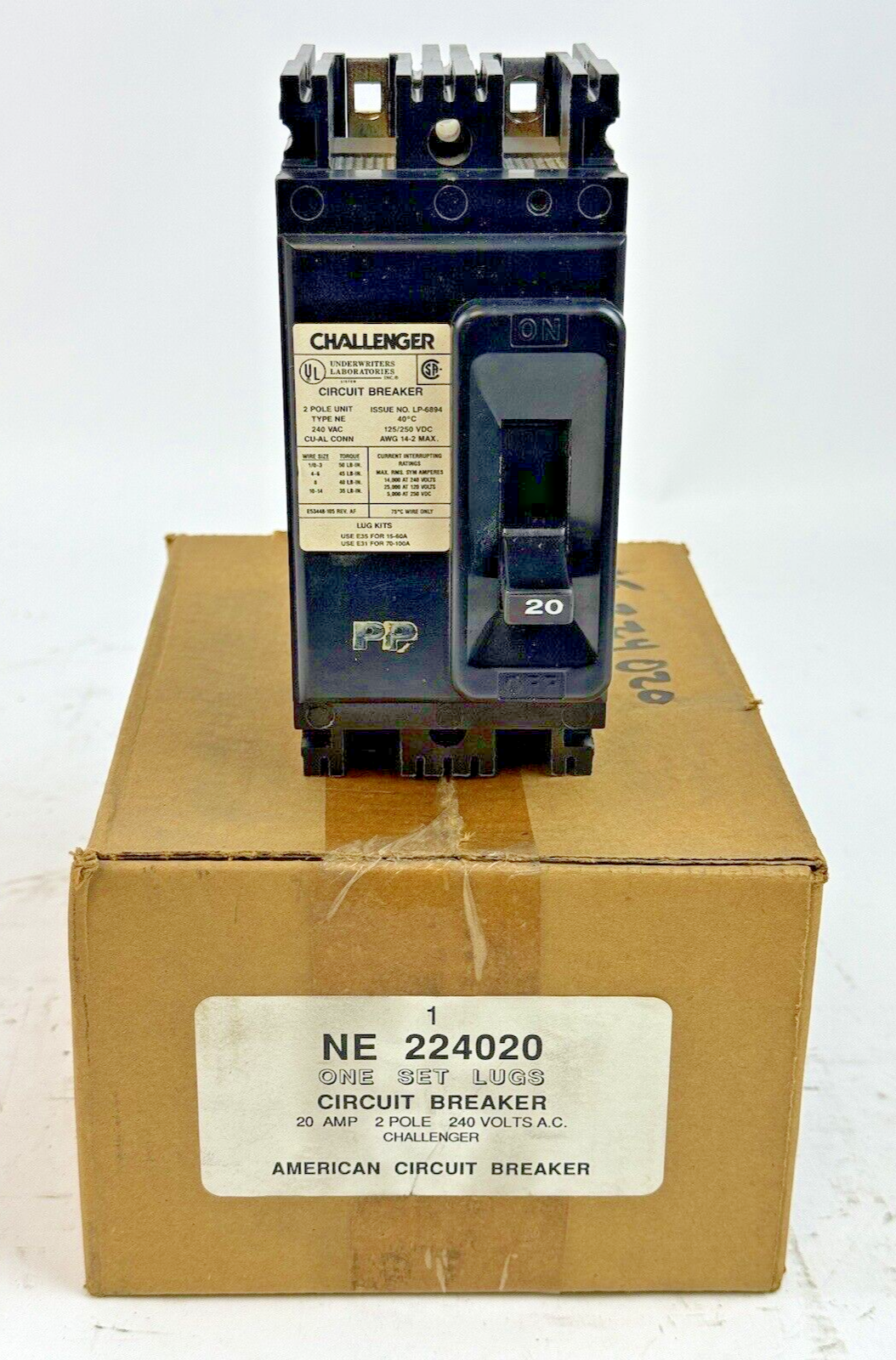 CHALLENGER / FPE - NE224020 - MOLDED CIRCUIT BREAKER - 2 POLE, 240 VAC, 20 A-NEW0