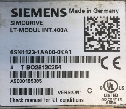 SIEMENS 6SN1123-1AA00-0KA1 SIMODRIVE LT-MODUL INT.400A 6SN1118-0DJ21-0AA2 PERFOR1