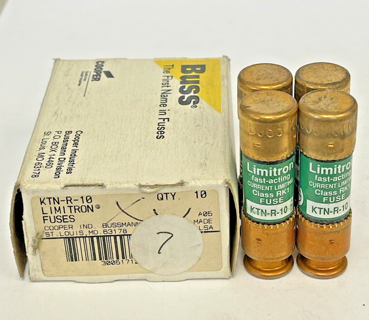BUSSMANN - *BOX OF 4* - KTN-R-10 - 10 AMP, 250 VAC, FAST-ACTING, CURRENT-LIMIT0