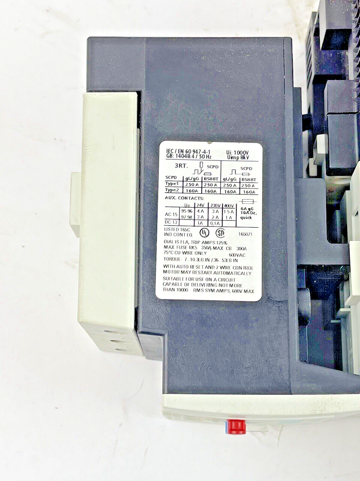 SIEMENS - 3RT1045-1BB40 & 3RU1146-4LB0 & 3RH1921-1CA10 (X2) & 3RT1936-1ER006