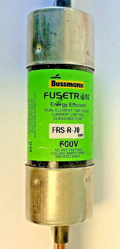 BUSSMANN FUSETRON FRS-R-70 FUSE 600V 300VDC 70A ***LOTOF3***2
