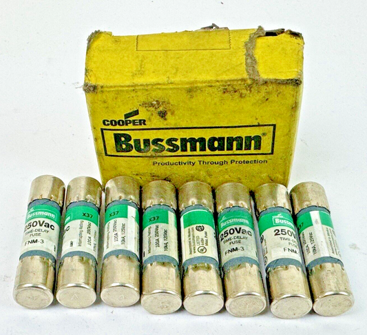 BUSSMANN **BOX OF 8** - FNM-3 - FUSETRON FUSES - 100 A, 250 VAC, 10kA, 125 VAC0