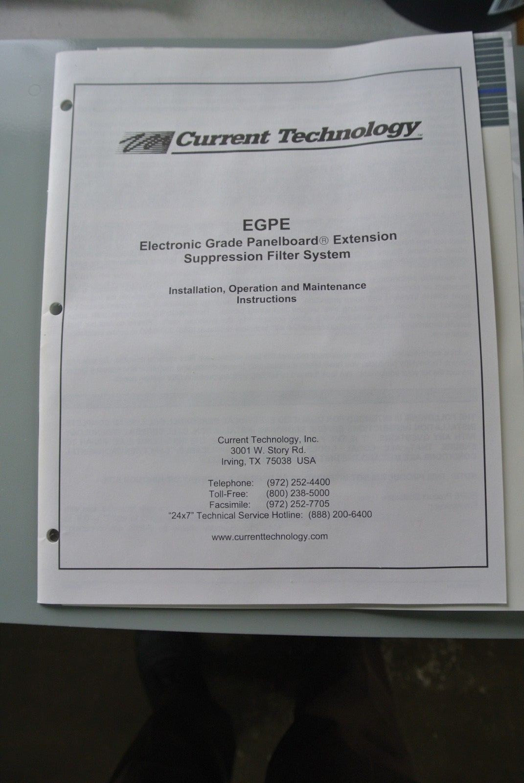 CURRENT TECHNOLOGY 900-0125-011 / EGPE80 PANELBOARD EXTENSION SUPPRESSION FILTER8