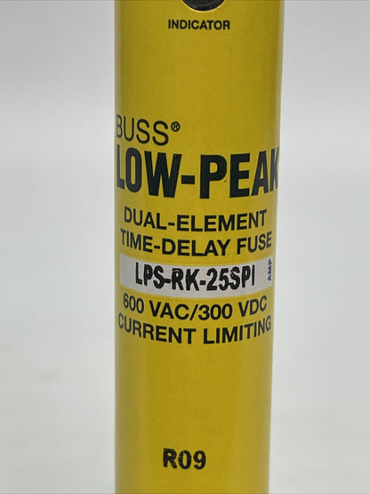 BUSSMANN LPS-RK-25SPI LOW-PEAK CLASS RK1 FUSE 25AMP 600VAC 300VDC (LOT OF 10)3