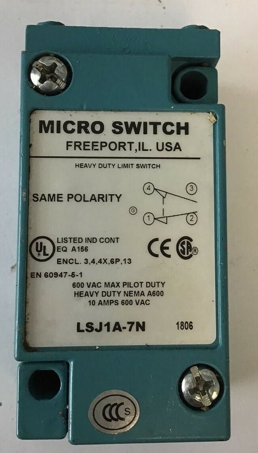MICRO SWITCH LSJ1A-7N LIMIT SWITCH 600VAC 10A0