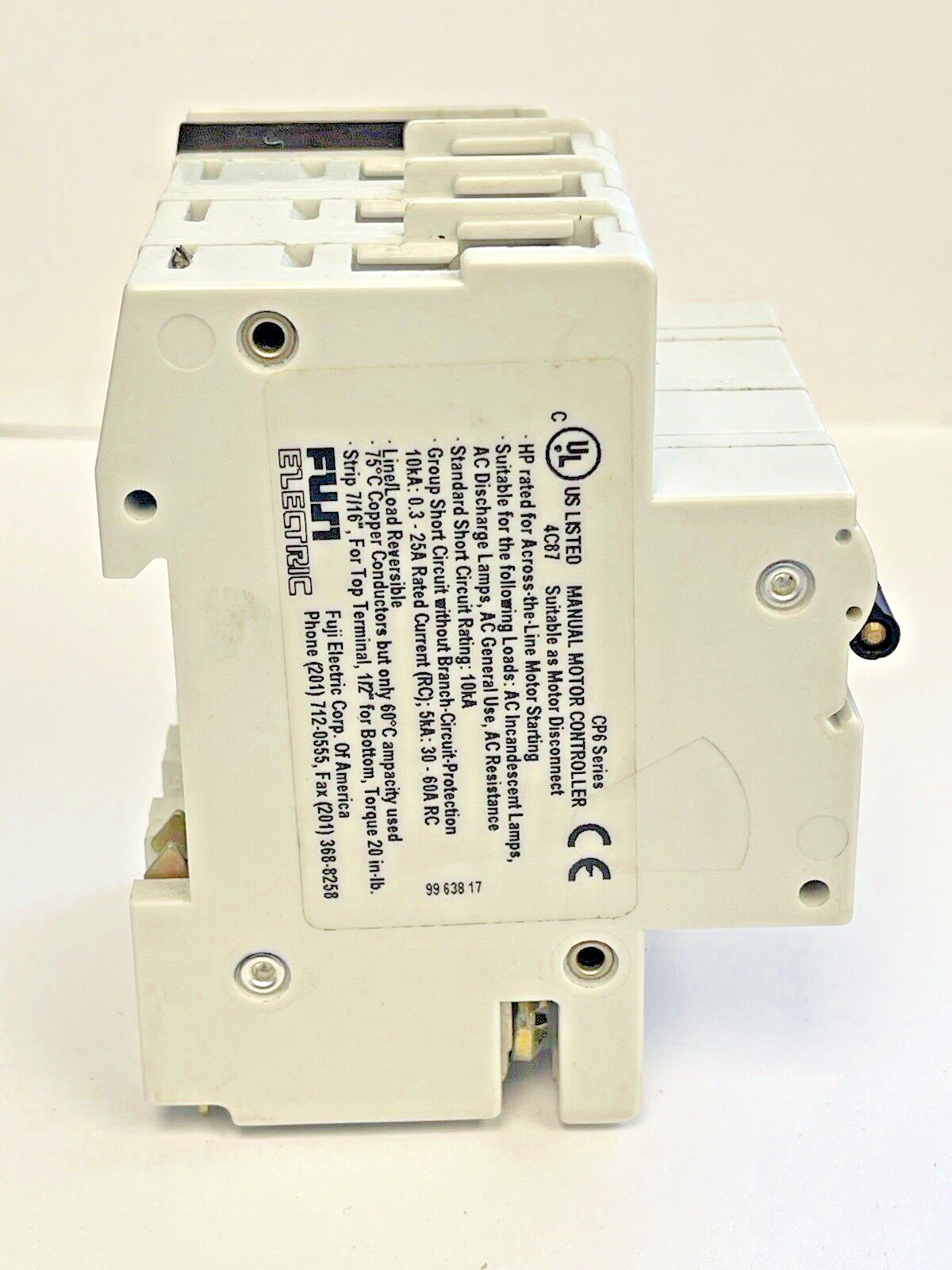 FUJI - CP6 3DU8 -8A MANUAL MOTOR CONTROLLER - 480/277 VAC & CP6 H1U AUX CONTACT6