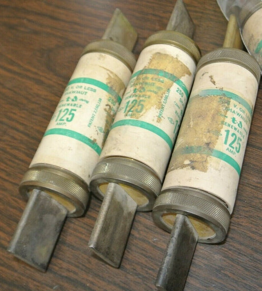 LOT of 3 / SHAWMUT RF125 RENEWABLE FUSE / 125A / 250V / NEW SURPLUS0