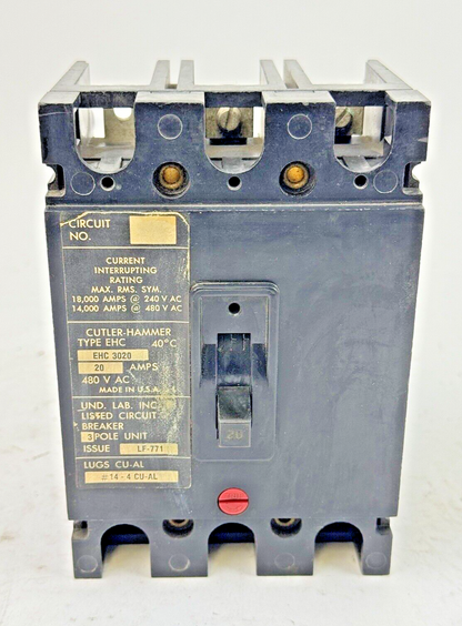 CUTLER-HAMMER / EATON - EHC3020 - CIRCUIT BREAKER - 20A/ 240 VAC/ 3 POLE1