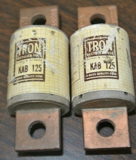 LOT of 2 / BUSS / BUSSMANN KAB125 RECTIFIER / SEMICONDUCTOR FUSE / 125A / 250V0