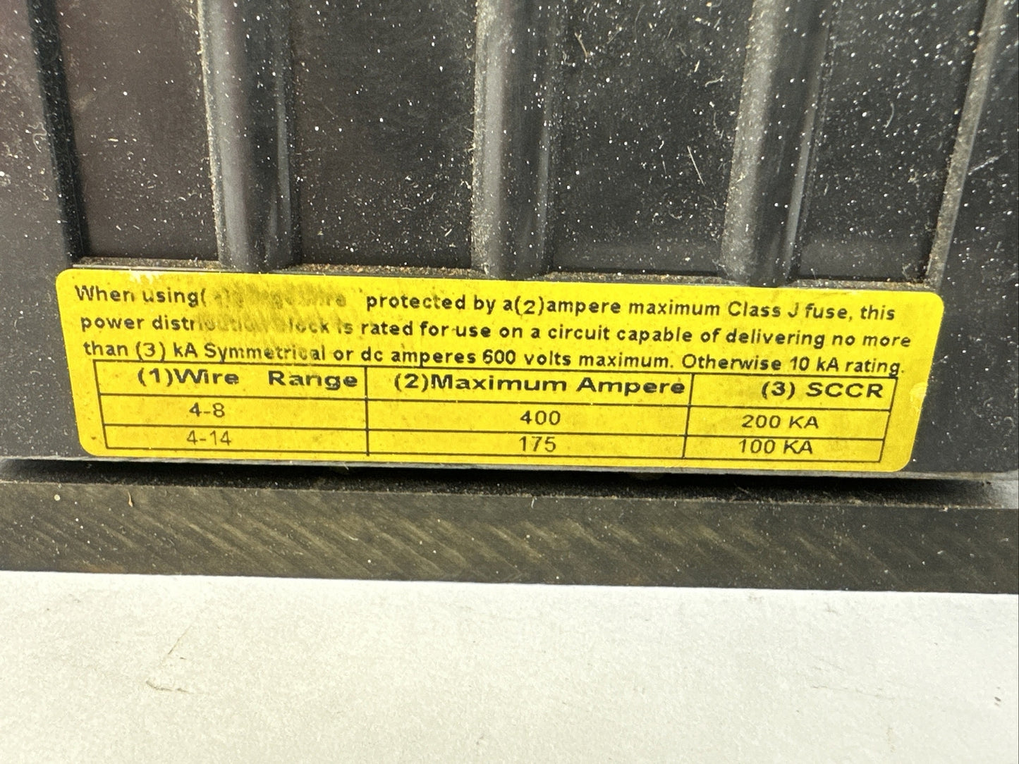 BUSSMANN PDB370-3 POWER DISTRIBUTION BLOCK 3POLE 600V 310A2