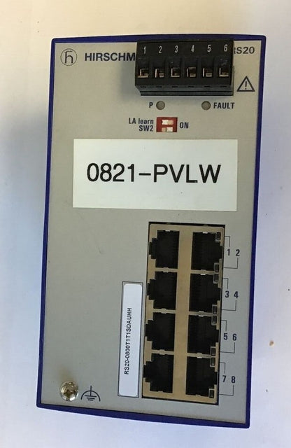 HIRSCHMANN RS20-0800T1T1SDAUHH ETHERNET RAIL SWITCH 8PORT 60VDC 30VAC 50HZ/60HZ0
