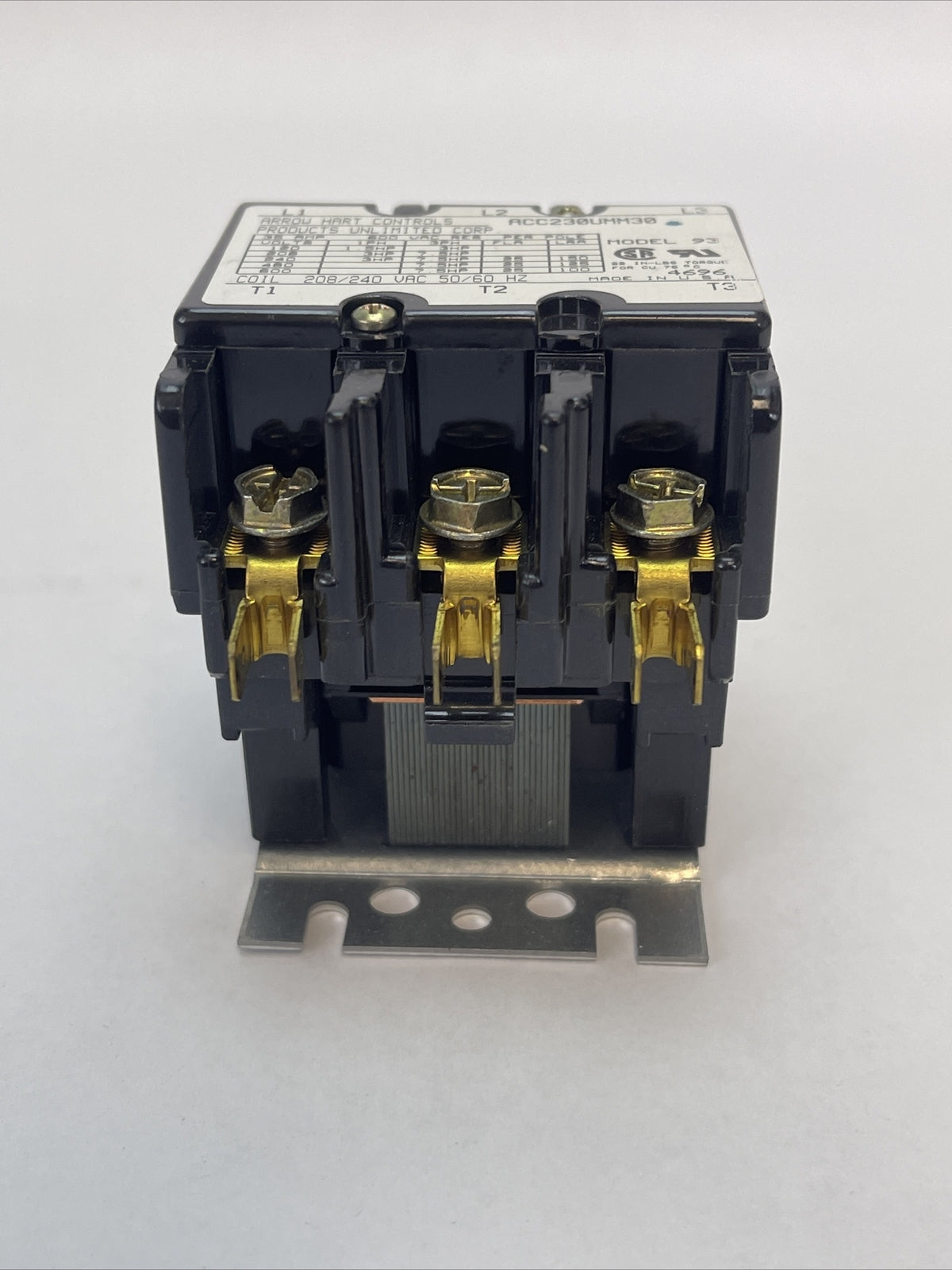 ARROW HART 60117 ACC230UMM30 DIFINITE PURPOSE MAGNETIC CONTACTOR 208/240VAC 25A3