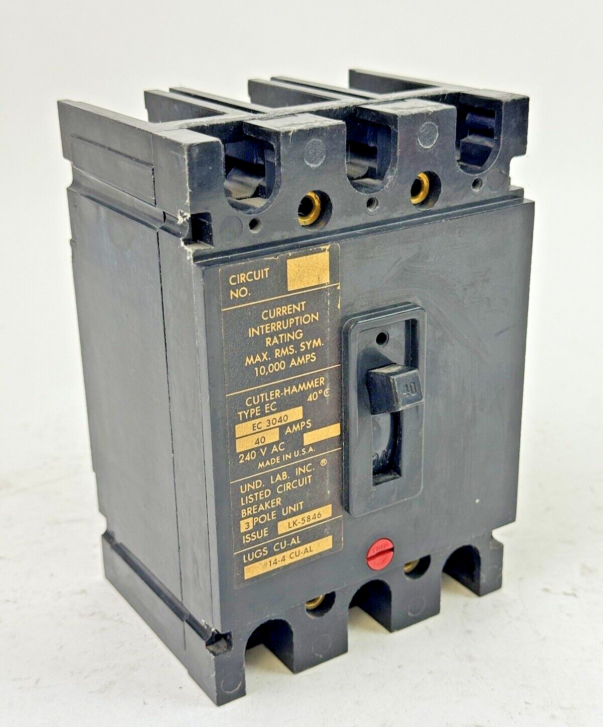 CUTLER-HAMMER / EATON - EC3040 - CIRCUIT BREAKER - 40A/ 240 VAC/ 3 POLE0