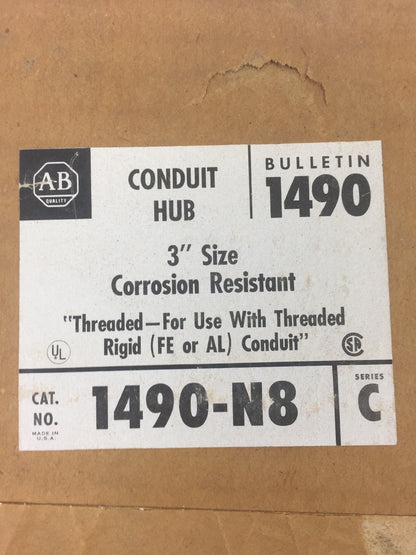 ALLEN BRADELY 1490-N8 CONDUIT HUB 3" SIZE CORROSION RESISTANT SERIES C1