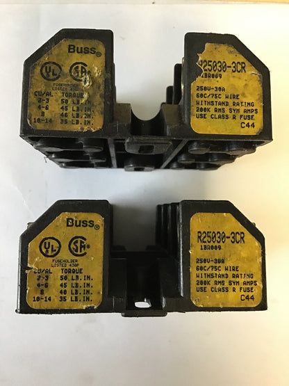 BUSS R25030-3CR 250V-30A FUSE HOLDER***LOT OF 2***0