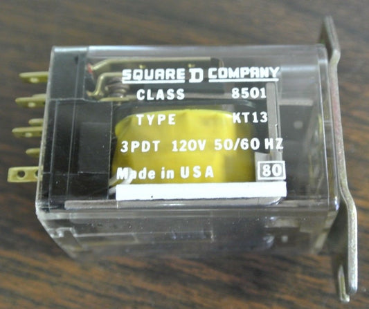 SQUARE D  8501 KT-13 GENERAL PURPOSE RELAY 3PDT, 10A, 120VAC RES. - NEW SURPLUS0