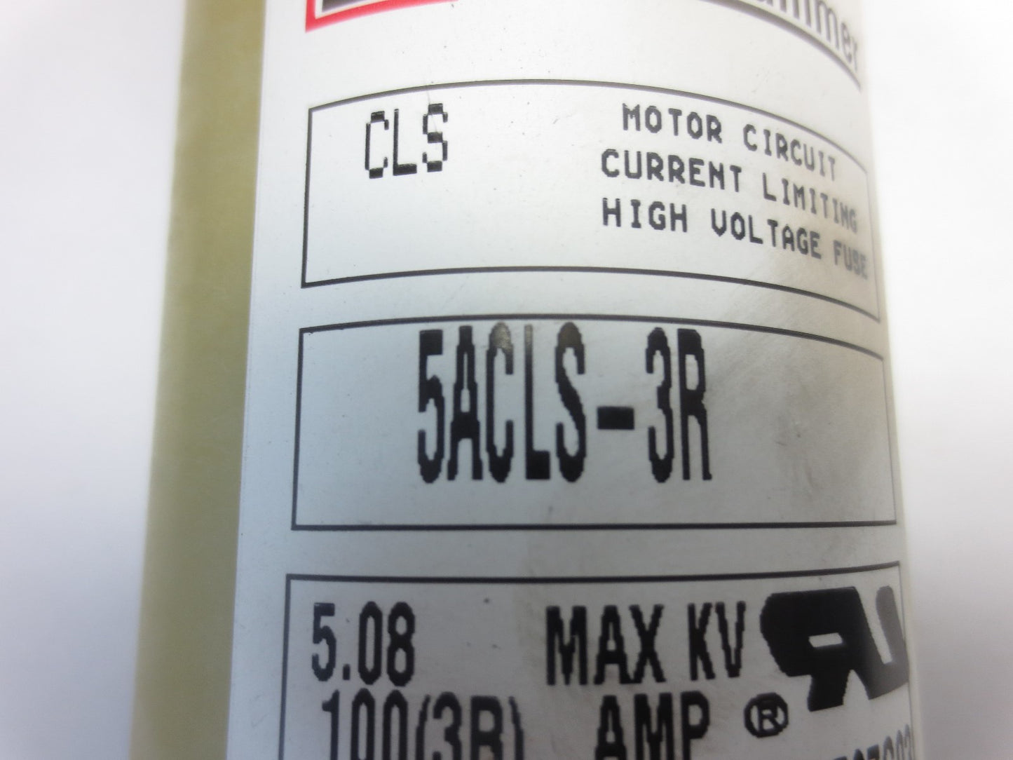 CUTLER-HAMMER 5ACLS-3R MOTOR CIRCUIT HIGH VOLTAGE FUSE 5.08 MAX KV, 100(3R)A, 1