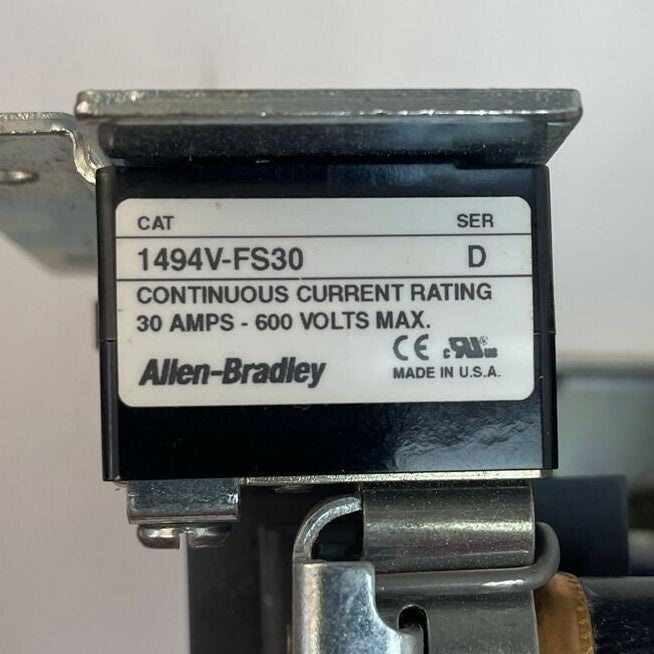 ALLEN BRADLEY 1494V-DS30 FUSIBLE DISCONNECT SWITCH SER D 30A 600VAC 20HP 250VDC2