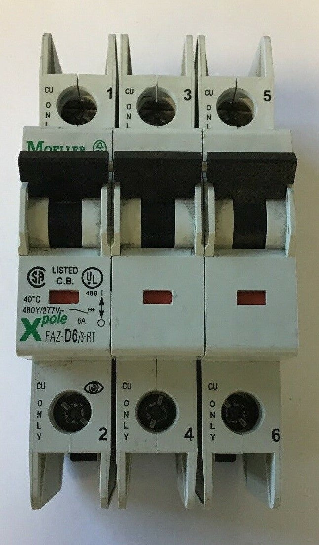 MOELLER FAZ-D6/3-RT 3POLE CIRCUIT BREAKER 415VAC 50/60HZ**LOTOF4**0