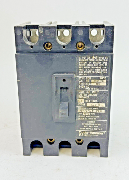 CUTLER-HAMMER / EATON - CCH3100 - CIRCUIT BREAKER - 100A/ 240 VAC/ 3 POLE1