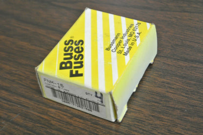 LOT of 4 / BUSS FNM15 FUSETRON DUAL-ELEMENT FUSE / 15A / 125V / NEW SURPLUS5