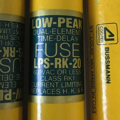 BUSSMAN LPS-RK-20 FUSE 20A TIME DELAY 600VAC LOW-PEAK CLASS RK1***LOTOF8***1