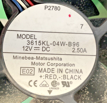 MINEBEA MATSUSHITA 3615KL-04W-B96 FAN W/SHROUD REV.A00 12VDC 2.50A8