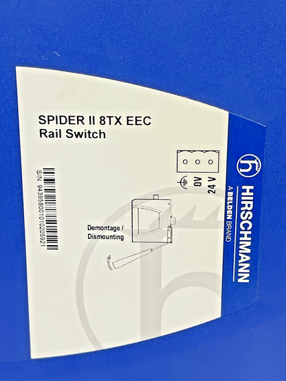 HIRSCHMANN - SPIDER II 8TX EEC - RAIL SWITCH - 8 PORT, 24VDC, 10/100 BASE TX + 21