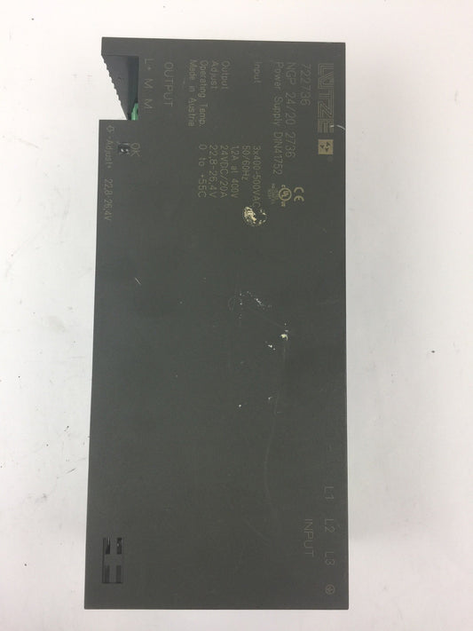 LUTZE 722736 NGP 24/20 2736 POWER SUPPLY 3X400-500VAC 50/60HZ 24VDC/20A0
