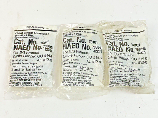ITE / SIEMENS *LOT OF 3* - TC1Q1 - BREAKER LUG KIT  - FOR EQ FRAMES (6 PC/ PKG)0
