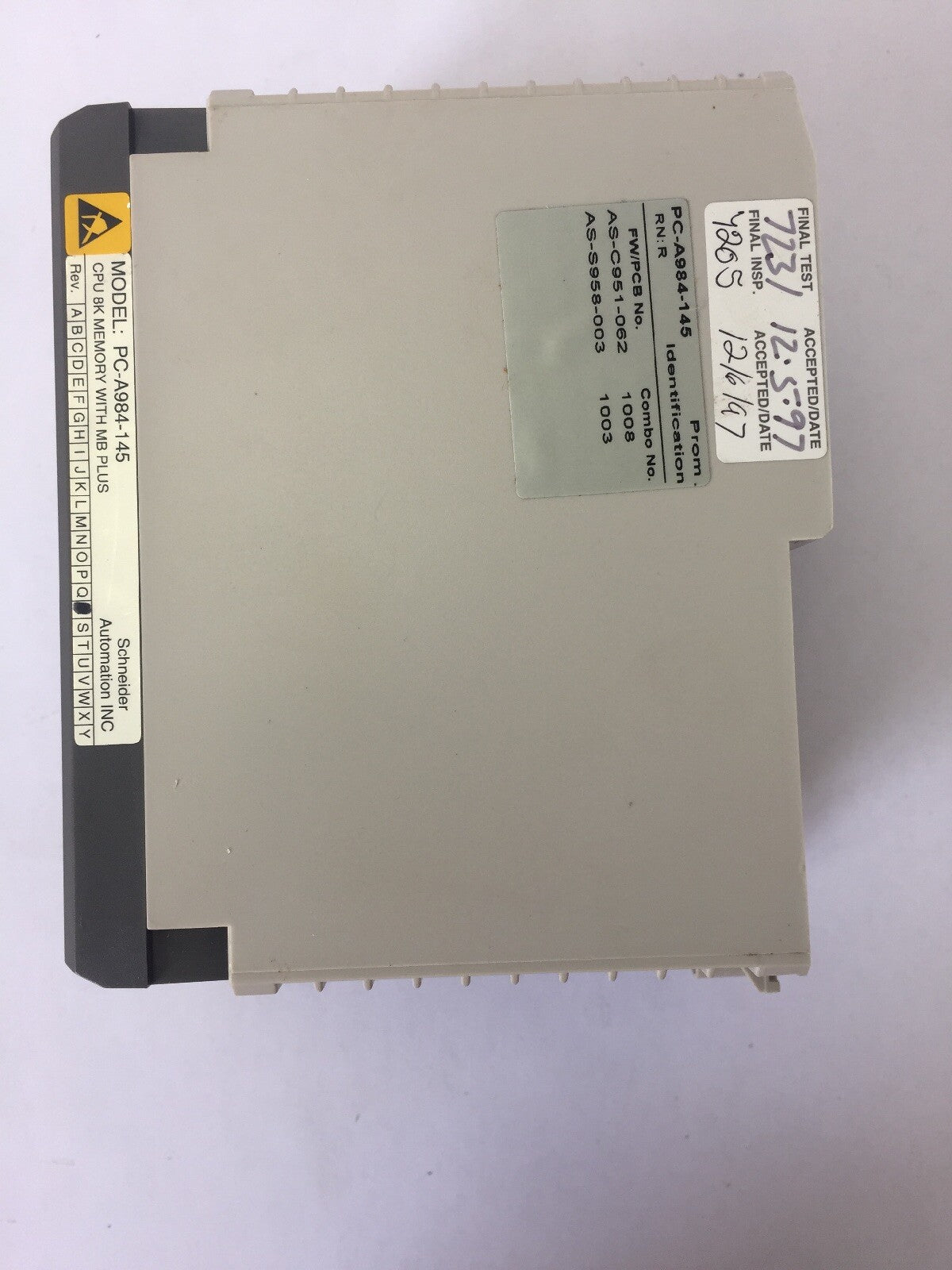 MODICON PC-A984-145 COMP 984 CPU 8K MEM 1XMB MB+ MBPLUS MODBUS 24VDC MODULE REV3