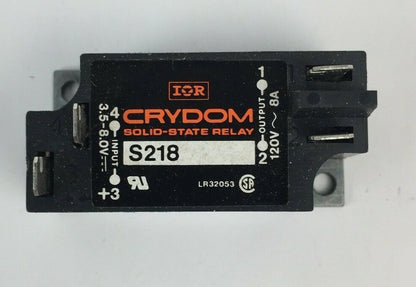CRYDOM S218 SOLID STATE RELAY INPUT 3.5-8VDC OUTPUT 120VAC 8A0