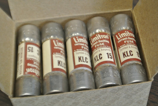 BOX of 10 / BUSSMANN KLC15 LIMITRON FUSE / 15A / 500V / NEW SURPLUS0
