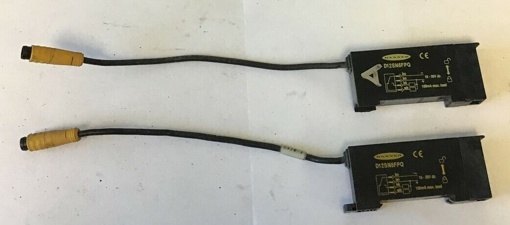 BANNER D12SN6FPQ FIBER OPTIC SENSORS 10-30VDC 150MA ***LOTOF2***0