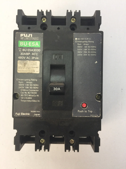 FUJI BU-ESA3030 CIRCUIT BREAKER 30AMP 480VAC 3 POLE BU-ESA0