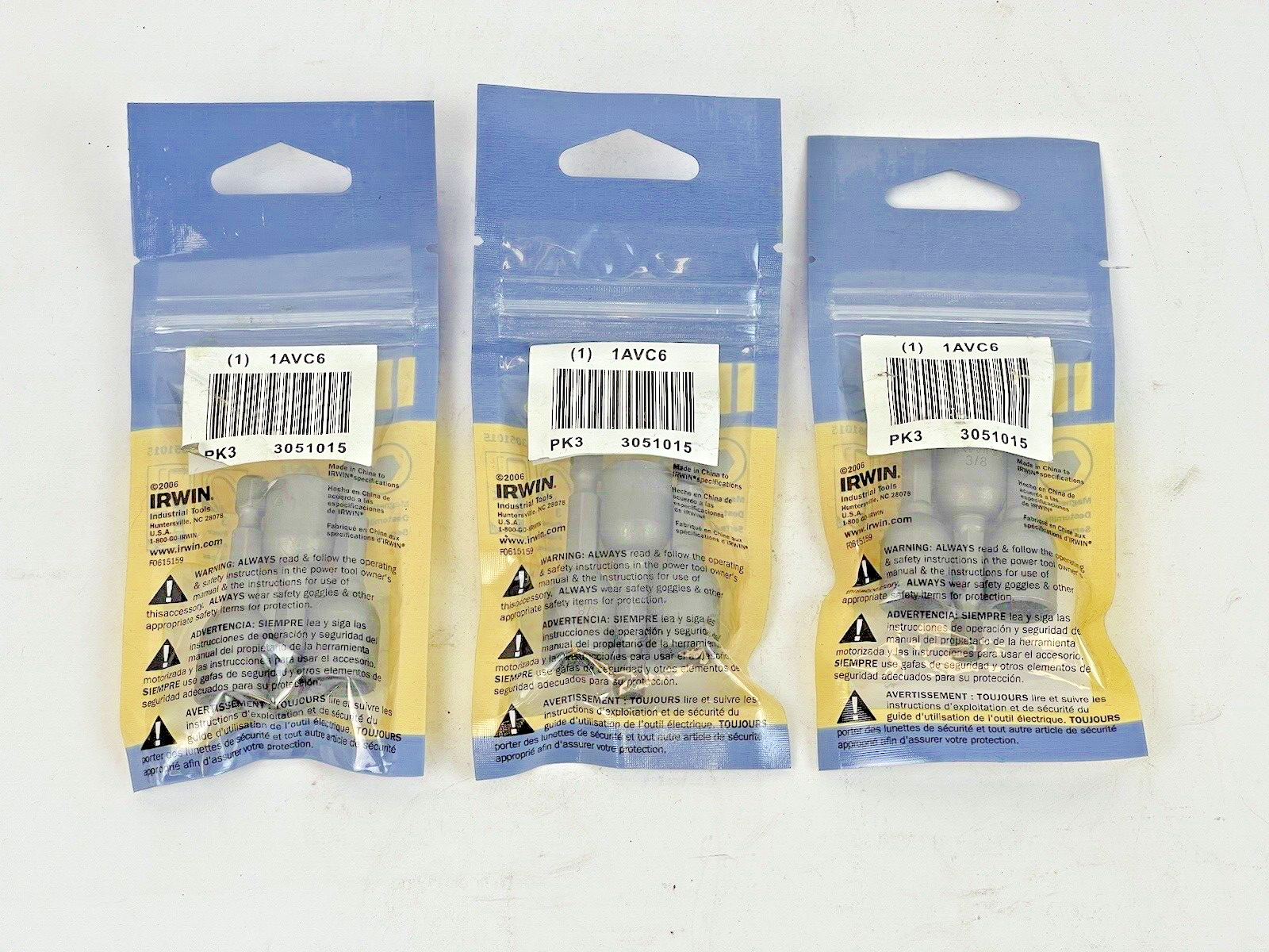 IRWIN SPEEDBOR - 3051015 *LOT OF 3 PACK (9 TOTAL)* - 3/8" MAGNETIC NUTSETTERS2