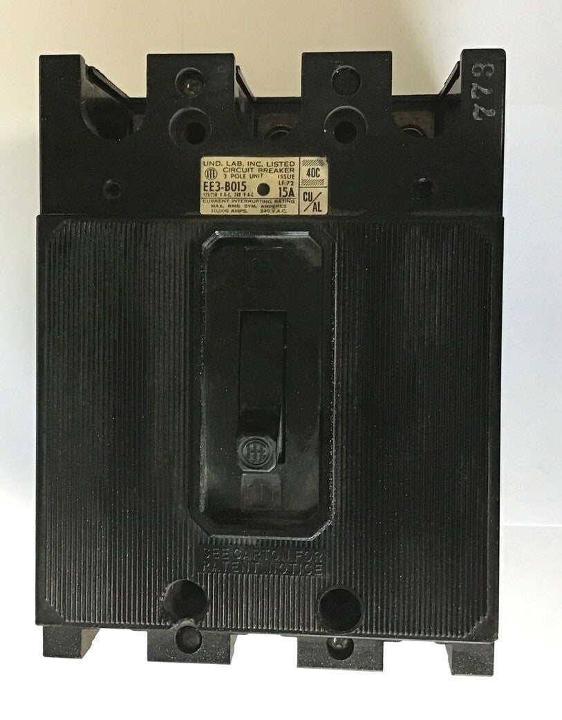 ITE EE3-B015 CIRCUIT BREAKER 125/250VDC 240VAC 15A 3POLE 0