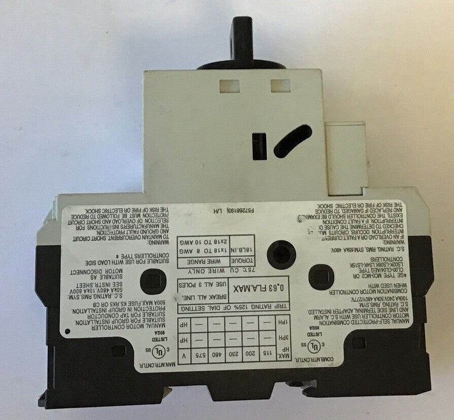 GENERAL ELECTRIC GPS1BHAD MANUAL MOTOR STARTER GPAE11LLA& (2) GPAC10FBA2