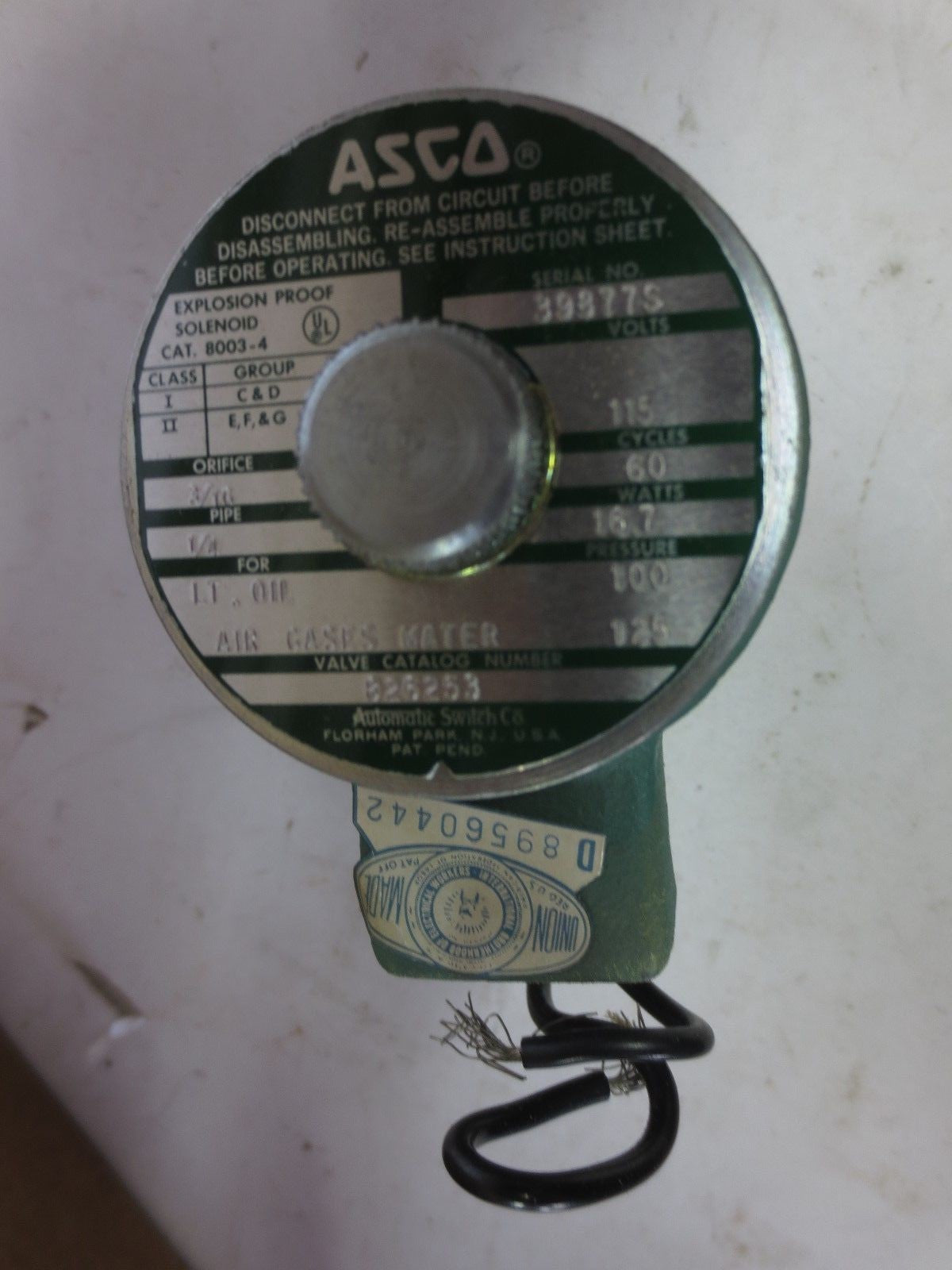 ASCO 826253 SOLENOID VALVE - NEW SURPLUS in BOX6