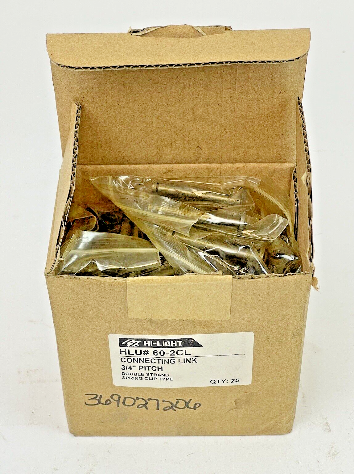 BOX OF 25 - HLU# 60-2CL - CONNECTING LINK 3/4" PITCH - DOUBLE STRAND SPRING CLIP3